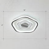 Minimalist Metal Led Flush Ceiling Light - Pentagonal Bedroom Fixture Black / 16 White