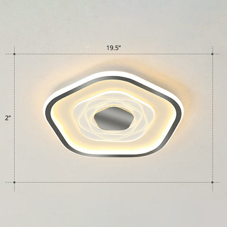 Minimalist Metal Led Flush Ceiling Light - Pentagonal Bedroom Fixture Black / 19.5 Warm