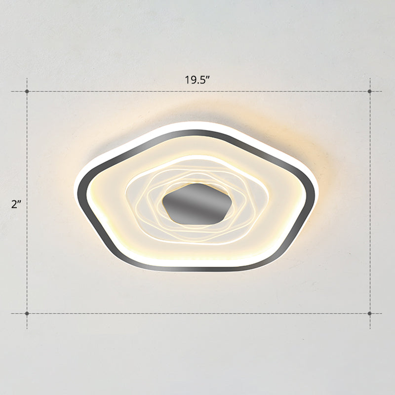 Minimalist Metal Led Flush Ceiling Light - Pentagonal Bedroom Fixture Black / 19.5 Third Gear