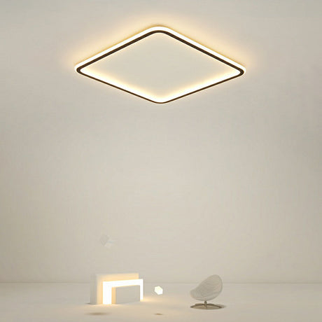Minimalist Black Square Led Flush Ceiling Lamp - Ultrathin Acrylic Bedroom Light Fixture / 16’