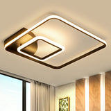 Modern Square Led Flush Mount Black Metal Ceiling Light Fixture For Hotels