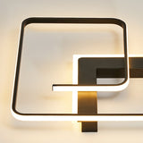 Modern Black Led Flush Ceiling Light For Bedroom - Square Shape With Sleek Metal Design