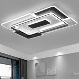 Minimalist Black And White Living Room Ceiling Light - Rectangular Flush Mount Fixture