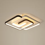 Sleek Acrylic Rectangle Led Flushmount Ceiling Light Fixture - Simplicity Black & White Black-White
