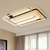 Sleek Acrylic Rectangle Led Flushmount Ceiling Light Fixture - Simplicity Black & White