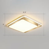 Minimalistic Led Metal Flush Mount Ceiling Light With Recessed Diffuser - Golden Rectangular Design