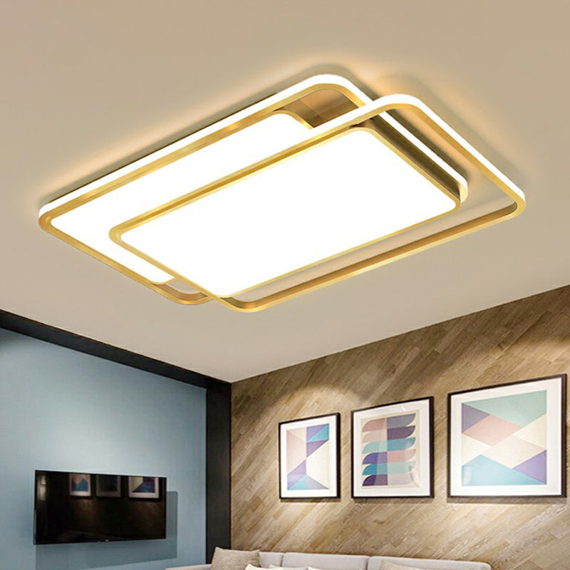 Acrylic Led Flush Ceiling Light - Contemporary Gold Flush-Mount Fixture For Living Room