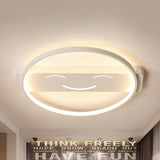 White Acrylic Smiling Face Ceiling Lamp: Contemporary Flush Mount Light For Dining Room / Warm