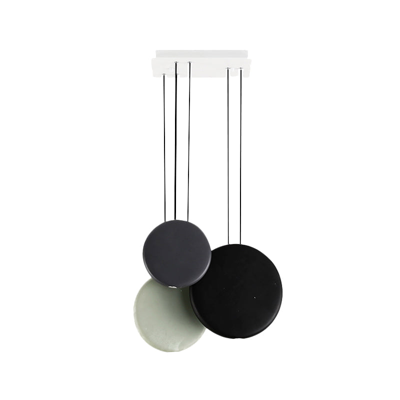 Modern Black And White Pendant Lights With Round Resin Shade