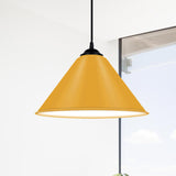 Modern Metal Cone Hanging Light - 1 Pink/Yellow/Green Pendant 12/14/16 Diameter