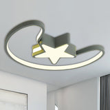 Modern Acrylic Moon And Star Ceiling Light - Stylish Living Room Flush Mount Green