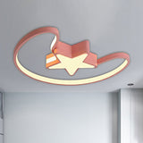 Modern Acrylic Moon And Star Ceiling Light - Stylish Living Room Flush Mount Pink