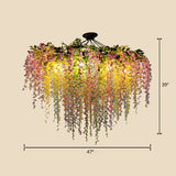 Modern Industrial Hanging Metal Chandelier For Restaurants - Artificial Botanic Led Light Fixture