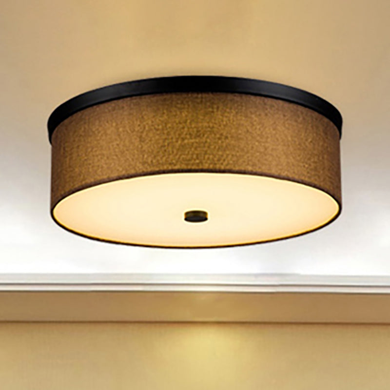 Fabric Brown Modern Led Flush Mount Ceiling Fixture 16/19.5 Diameter Dark Coffee / 16