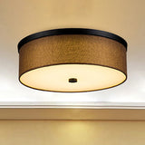 Fabric Brown Modern Led Flush Mount Ceiling Fixture 16/19.5 Diameter Dark Coffee / 16