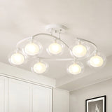 Semi-Ceiling Mount Twist Arm Light With Oval Shade - Contemporary Metal Lamp For Cafes 7 / White