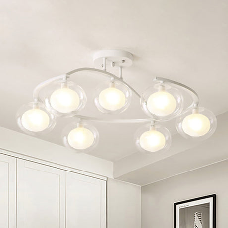 Semi-Ceiling Mount Twist Arm Light With Oval Shade - Contemporary Metal Lamp For Cafes 7 / White