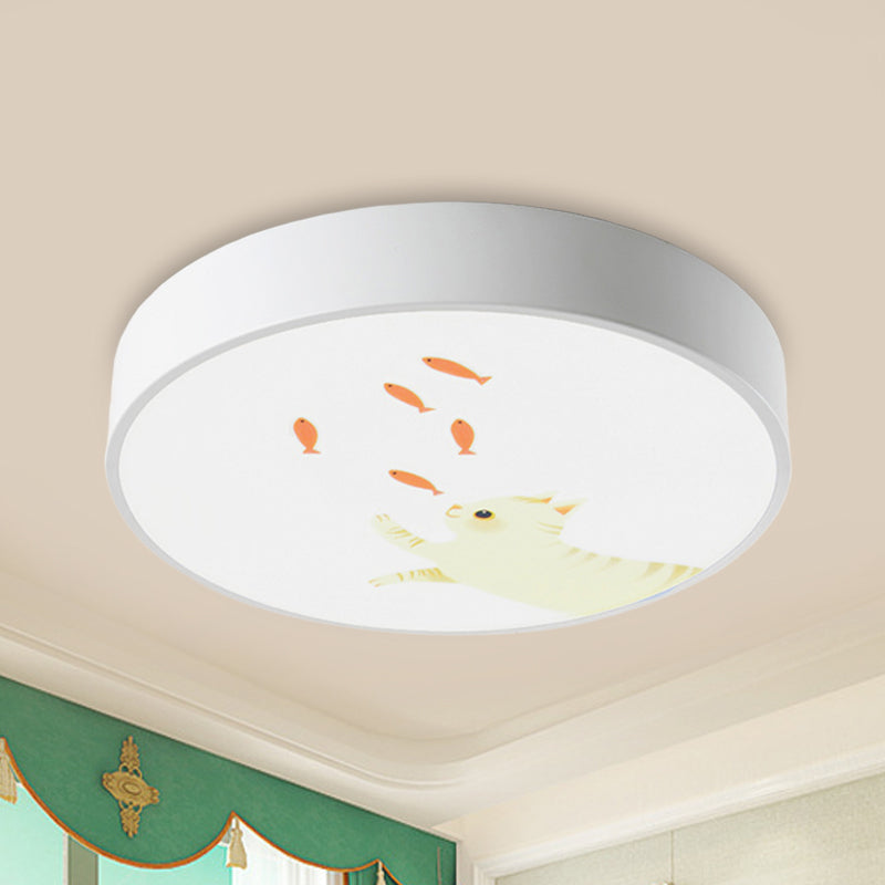 Baby Room Giraffe Led Ceiling Light: Circle Flushmount In White