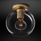 Modern Clear Glass Flush Mount Ceiling Light Fixture For Living Room In 3 Finishes