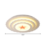 Modern White Metal Ceiling Lamp: Hollow Cake Shape Design With Starry Led Lighting For Bedrooms