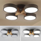 Stylish Macaron Metal Ceiling Light With 4 Heads For Study Room