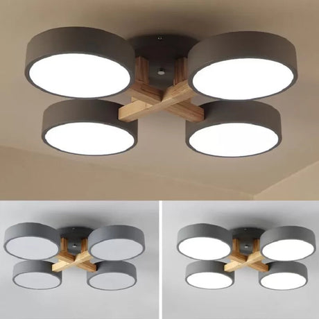 Stylish Macaron Metal Ceiling Light With 4 Heads For Study Room