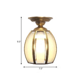 Traditional Brass Cup Semi Flush Mount Lamp With Frosted Glass - Ceiling Light Fixture For Living