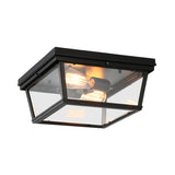 Tradition Flush Mount Ceiling Light Fixture With Clear Glass And 3 Bulbs - Black For Bedroom