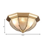 Tradition Glass Ceiling Light Fixture - Brass Hemisphere Flush Mount For Bedroom 16/19.5 Wide 3/4