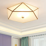 Modern Geometric Glass Flush Mount Chandelier - 3 Heads Ceiling Light Fixture For Living Room