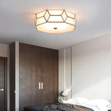 Geometrical Flush Mount Traditional White Glass Chandelier - Wide Options 2/3 Bulbs