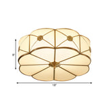 Traditional 1-Tiered White Glass & Gold Flush Mount Chandelier - 3/4/6 Bulbs (14/18/23.5 Width)