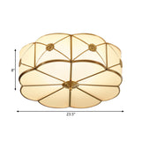 Traditional 1-Tiered White Glass & Gold Flush Mount Chandelier - 3/4/6 Bulbs (14/18/23.5 Width)
