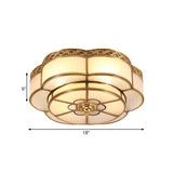 Opal Glass Flush Mount Brass Flower Ceiling Light - Bedroom Fixture 3/4/6 Bulbs 14’/18’/23.5’ Wide