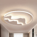 Modern Led Flushmount Ceiling Light In White - Acrylic Mountain Design For Living Room Or Hallway
