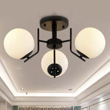 Sputnik Semi Flush Light: 3/5/6 Lights White Glass Ceiling Fixture For Living Room 3 /