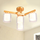Cylinder Semi Mount Bedroom Lighting - Clear Glass White Ceiling Light 4/5/6 Lights 4 /