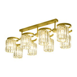 Simple Style Crystal Brass Finish Semi Flush Ceiling Mount Light For Living Room