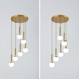 Gold Minimalist Stairway Pendant Light With White Glass Ball Multi Hanging