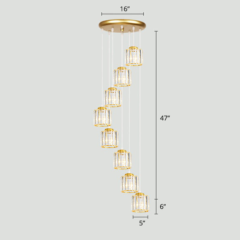 Modern Shaded Glass Multi Light Pendant Ceiling Lamp For Living Room 8 / Gold