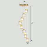 Modern Shaded Glass Multi Light Pendant Ceiling Lamp For Living Room 8 / Gold