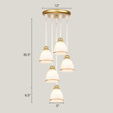 Modern Shaded Glass Multi Light Pendant Ceiling Lamp For Living Room 5 / White-Gold