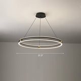 Modern Black And White Led Chandelier For Dining Room / 31.5 Single Ring