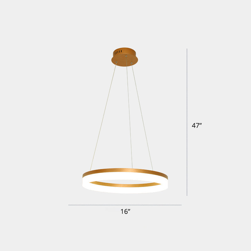Gold Finish Led Acrylic Loop Ceiling Chandelier - Simple Style & Hanging Light For Dining Room 1 /
