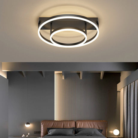 Contemporary Geometric Semi - Flush Acrylic Bedroom Ceiling Light Gold / White Round