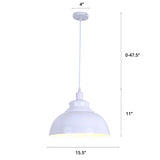 Metal Pendant Ceiling Light With Factory Style Bowl Shade - 1 Head Ideal For Restaurants & Hangouts