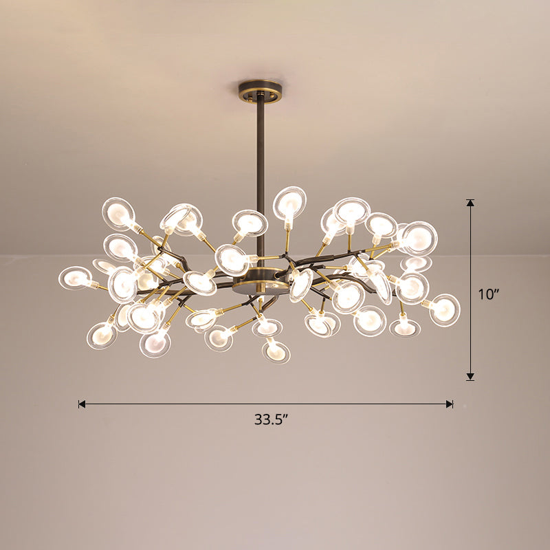 Glowworm Chandelier - Postmodern Acrylic Hanging Light For Dining Room 45 / Black