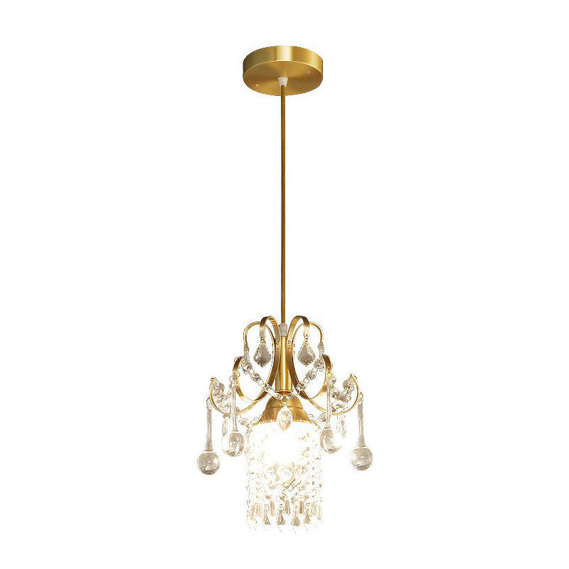 Gold Crystal Fringe Pendant Light For Dining Room - Traditional And Elegant