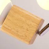 Nordic White And Beige Wooden Cube Semi Mount Flush Light With Open Bulb Design