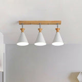 Nordic Adjustable 3-Light Semi Flush Ceiling Lamp For Living Room - Metal Conical Design White